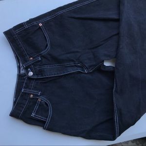 Black jeans with white stitching/ white lined